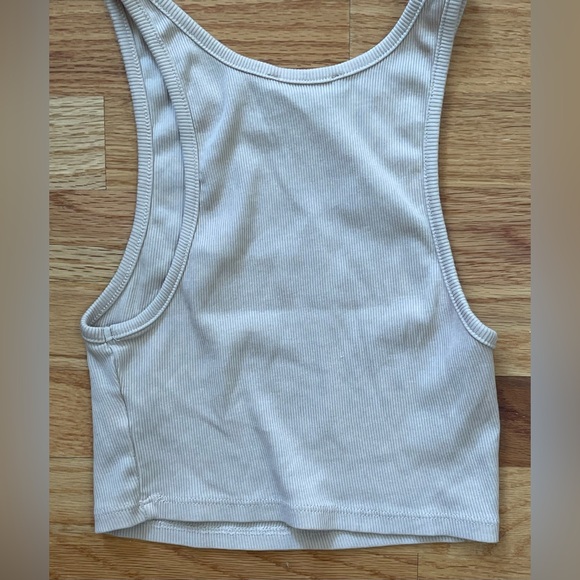 Zara Women’s S Small Cream Ribbed Tank Top Sleeveless Stretch Cropped Crop Crew - Picture 5 of 6